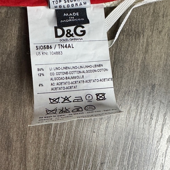 Dolce & Gabanna Red and Cream Plaid A-Line Linen Blend Skirt - Picture 5 of 7